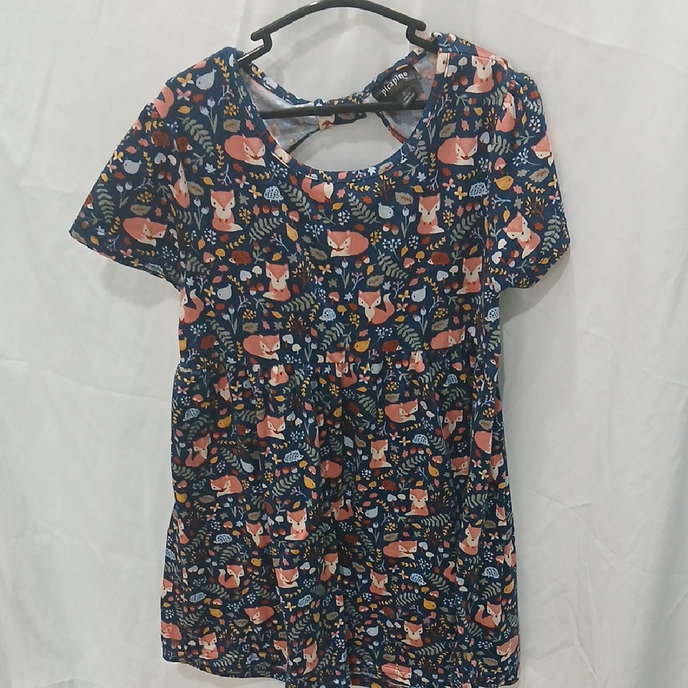 Fox Print Navy Blue Dress